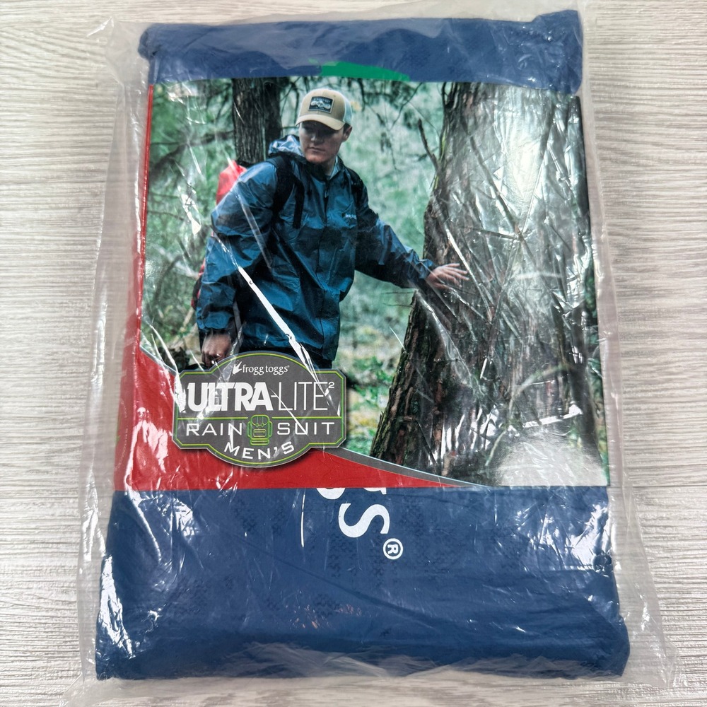 Frogg Toggs Mens Rain Suit Ultra-Lite2 Blue Large NWT Waterproof Packable Jacket